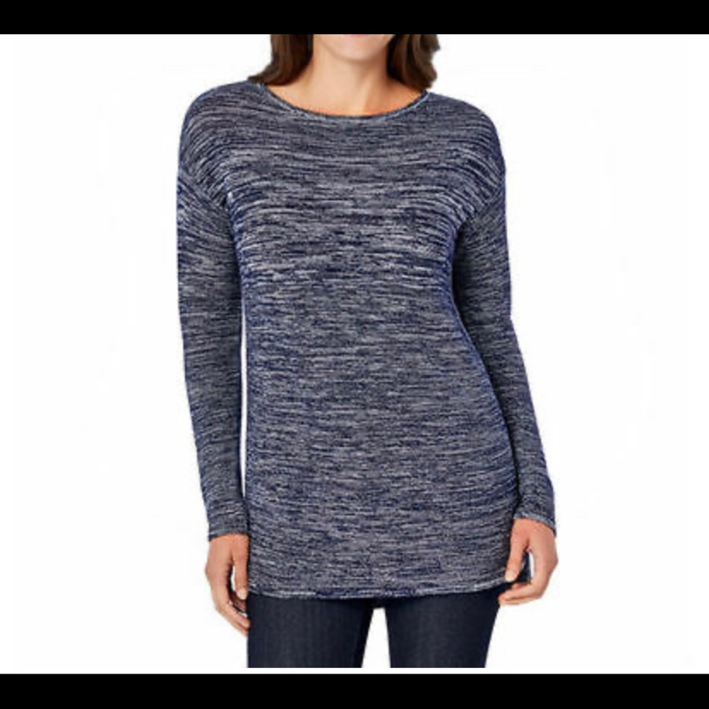 Ellen Tracy Womens Marbled Knit  Pullover Size M